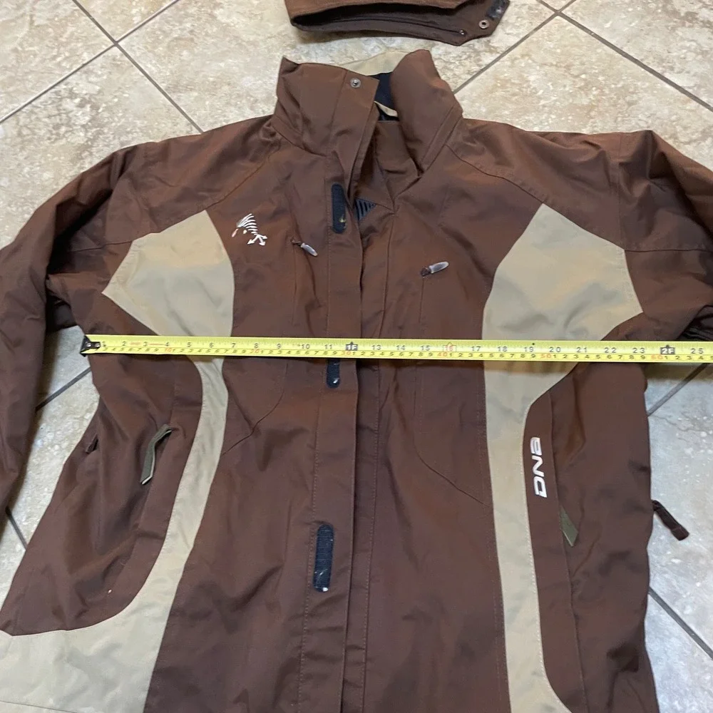 Descente‎ DNA Ski Jacket Mens Large Brown Tan Hooded Full Zip Snow Coat M-T5-XO